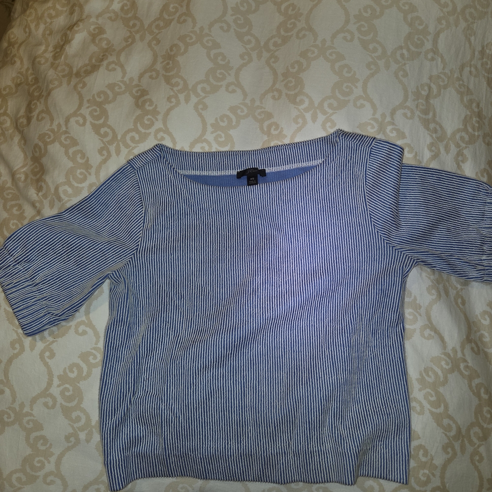 J. Crew Blue Striped Top, Size Xs
